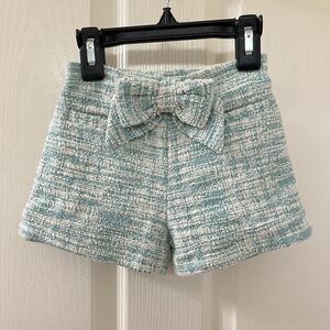 Finding Foxtale Tea Time Shorts Aqua Jacquard Bouclé Tweed Girls Size 2 NWT
